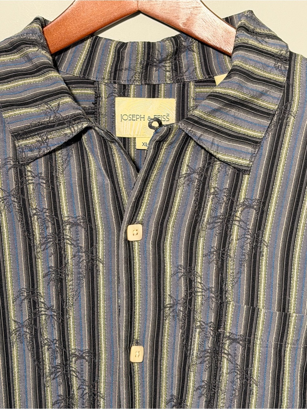 Joseph & Feiss Island Style Striped Button-Down Shirt in Blue and Black